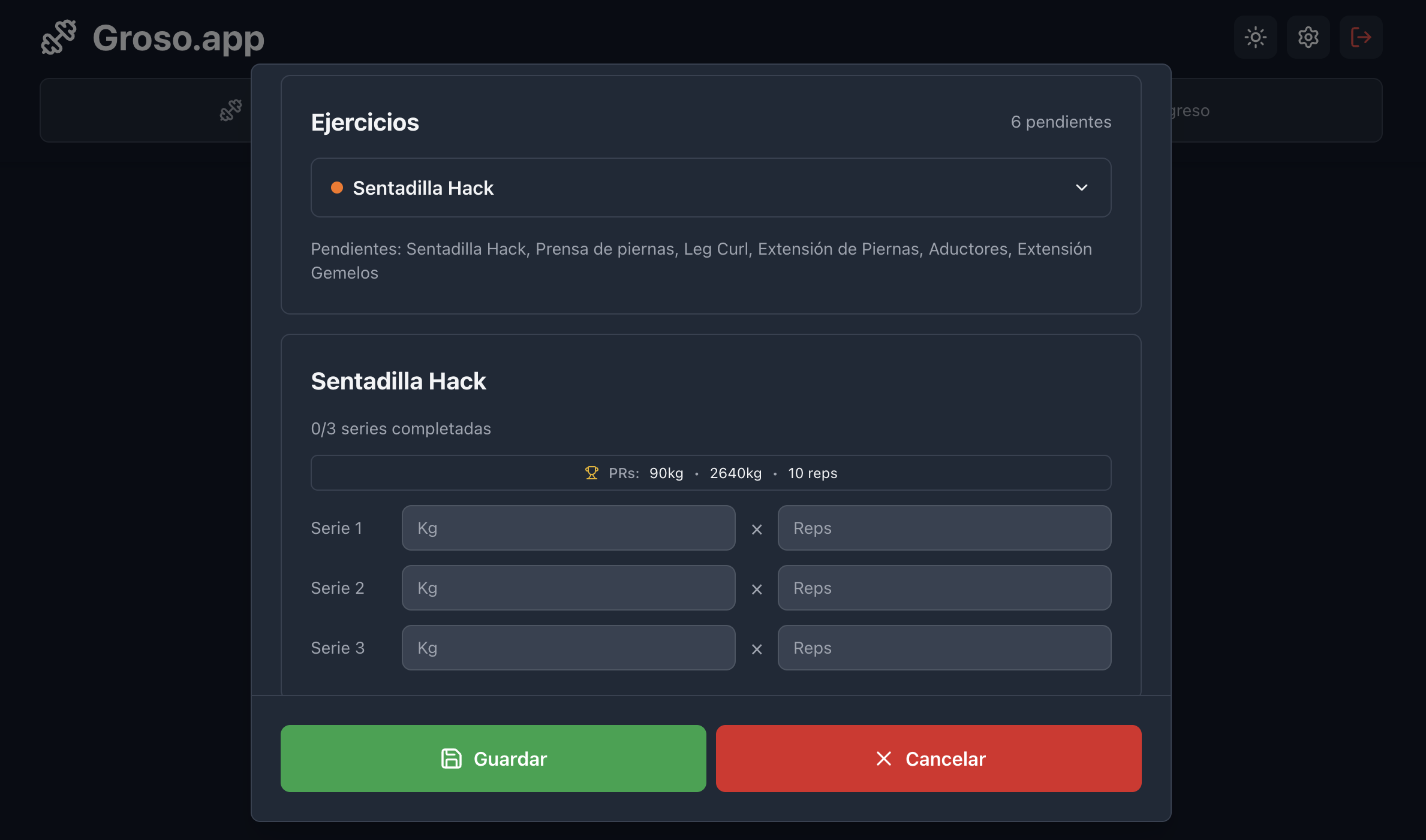 Seguimiento de Ejercicios